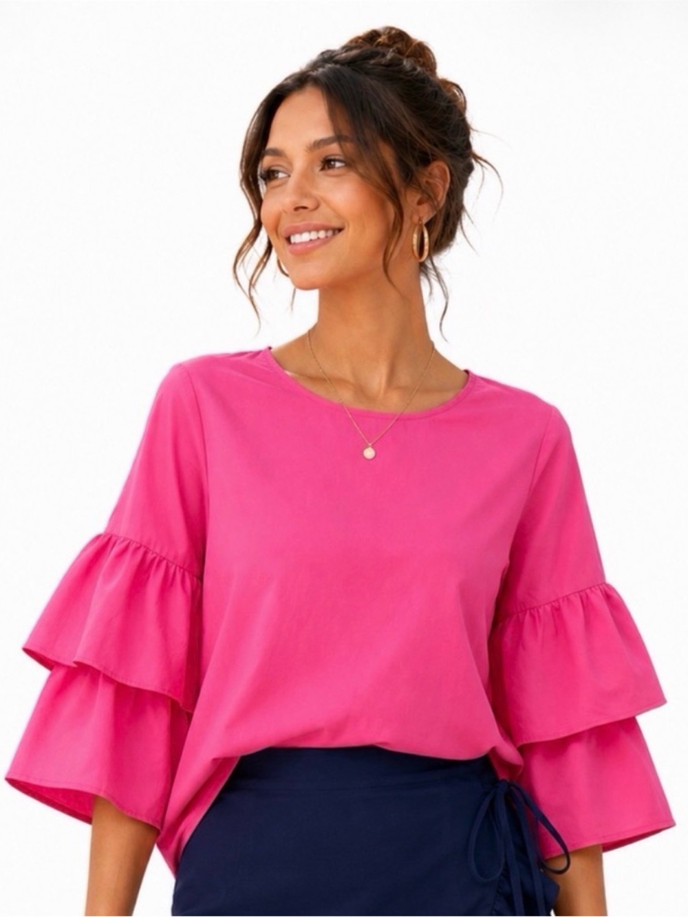 J. Crew Factory Pink Ruffle Sleeve Top 6
